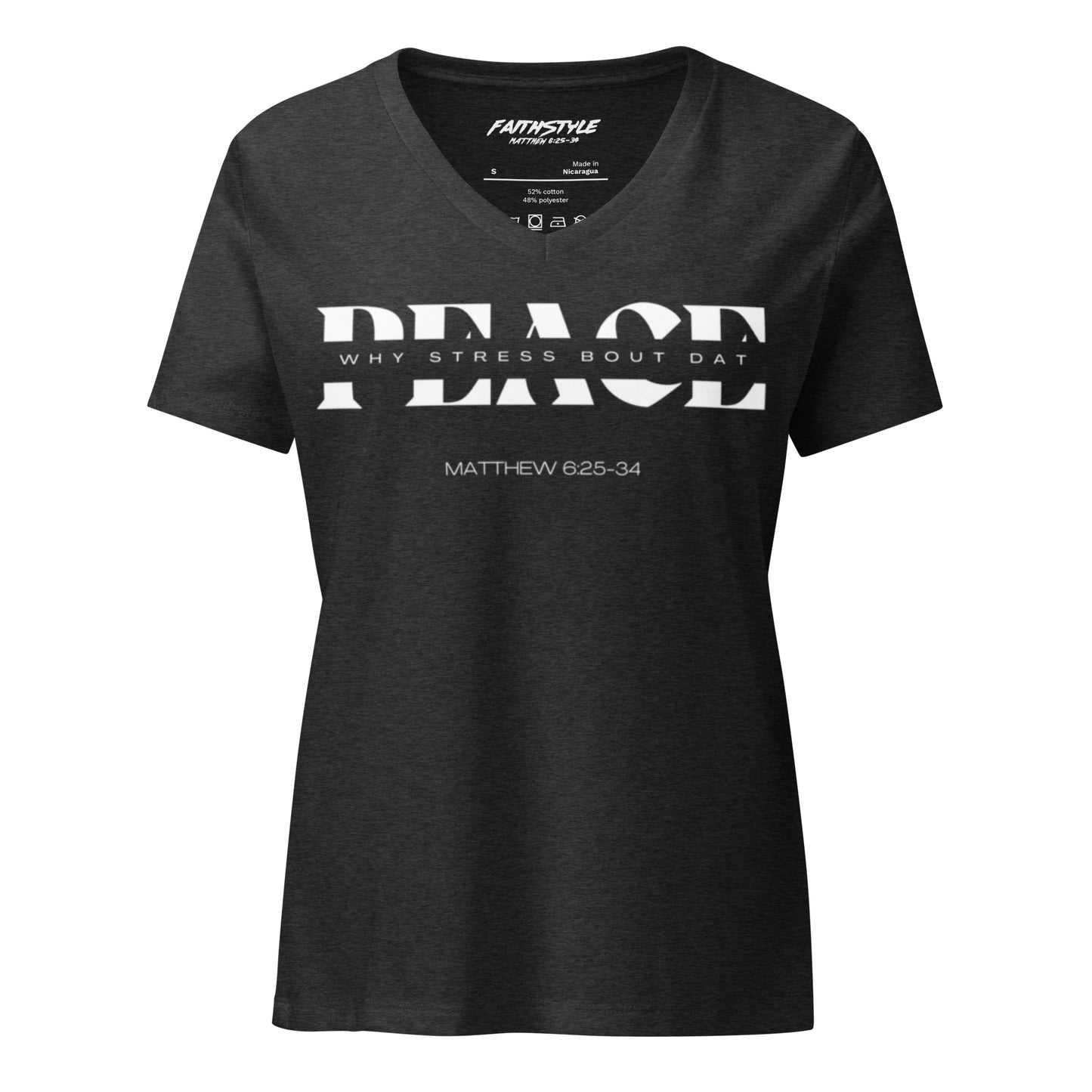 Women’s relaxed (Peace) v-neck t-shirt (MATTHEW 6:25-34)
