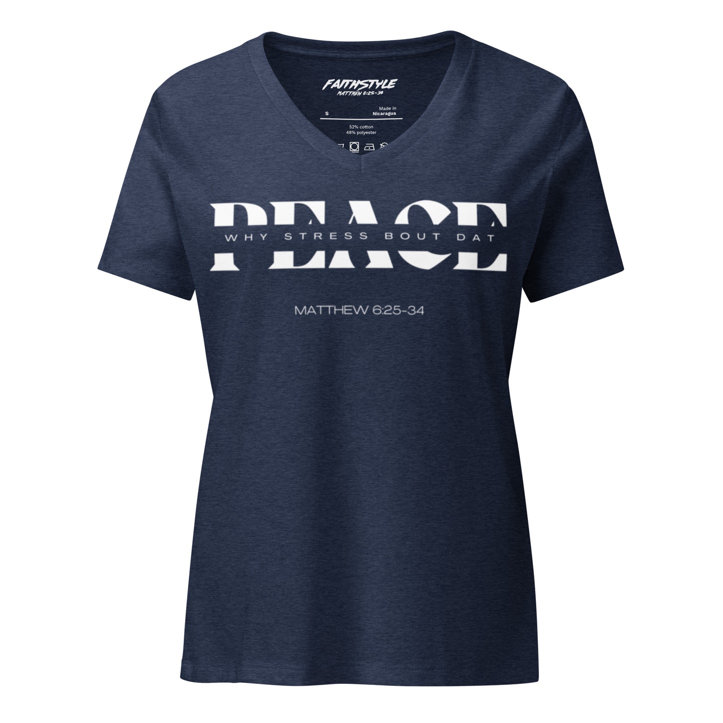 Women’s relaxed (Peace) v-neck t-shirt (MATTHEW 6:25-34)