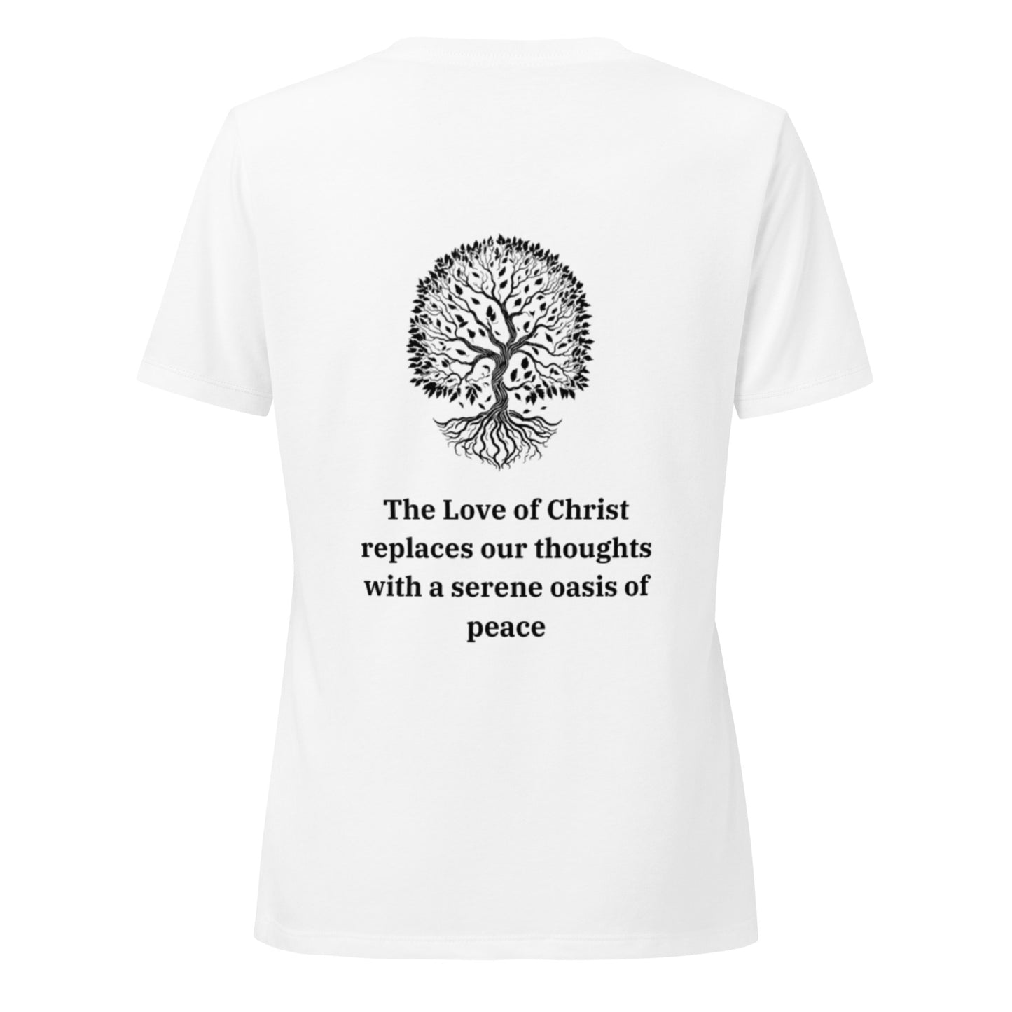 Women’s relaxed (Peace) v-neck t-shirt (PHILIPPIANS 4:7)